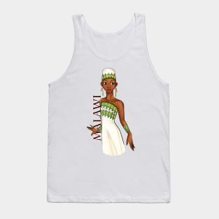 Black is Beautiful - Malawi African Melanin Girl in traditional outfit Tank Top